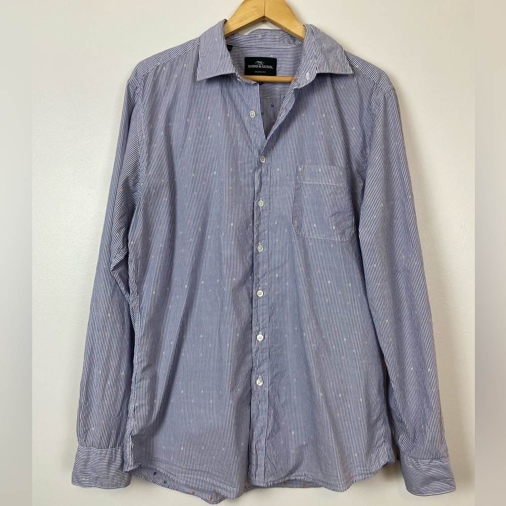 RODD & GUNN Striped and Polka Dot Sports Fit Button Down Woven in Italy XL